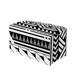 Black And White Polynesian Pattern Print Leather Tissue Box Cover
