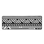 Black And White Polynesian Pattern Print Long Kitchen Mat