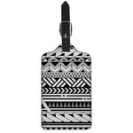 Black And White Polynesian Pattern Print Luggage Tag