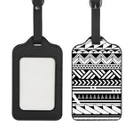 Black And White Polynesian Pattern Print Luggage Tag