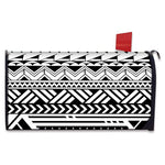 Black And White Polynesian Pattern Print Mailbox Cover