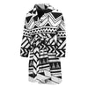 Black And White Polynesian Pattern Print Men's Bathrobe