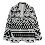 Black And White Polynesian Pattern Print Men's Blazer