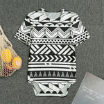 Black And White Polynesian Pattern Print Men's Bodysuit