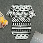 Black And White Polynesian Pattern Print Men's Bodysuit