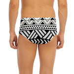 Black And White Polynesian Pattern Print Men's Briefs