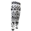 Black And White Polynesian Pattern Print Men's Compression Pants