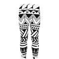 Black And White Polynesian Pattern Print Men's Leggings
