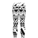 Black And White Polynesian Pattern Print Men's leggings