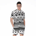 Black And White Polynesian Pattern Print Men's Romper