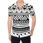 Black And White Polynesian Pattern Print Men's Shirt