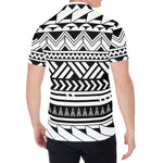 Black And White Polynesian Pattern Print Men's Shirt