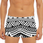 Black And White Polynesian Pattern Print Men's Short Boxer Briefs