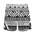 Black And White Polynesian Pattern Print Men's Athletic Shorts