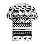 Black And White Polynesian Pattern Print Men's Sports T-Shirt