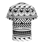 Black And White Polynesian Pattern Print Men's Sports T-Shirt