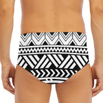 Black And White Polynesian Pattern Print Men's Triangle Swim Briefs