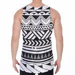 Black And White Polynesian Pattern Print Men's Velvet Tank Top