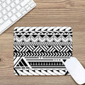Black And White Polynesian Pattern Print Mouse Pad