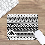 Black And White Polynesian Pattern Print Mouse Pad