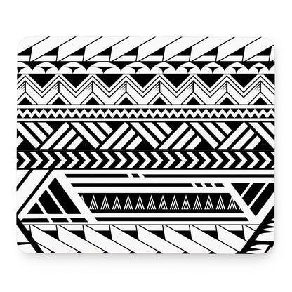 Black And White Polynesian Pattern Print Mouse Pad