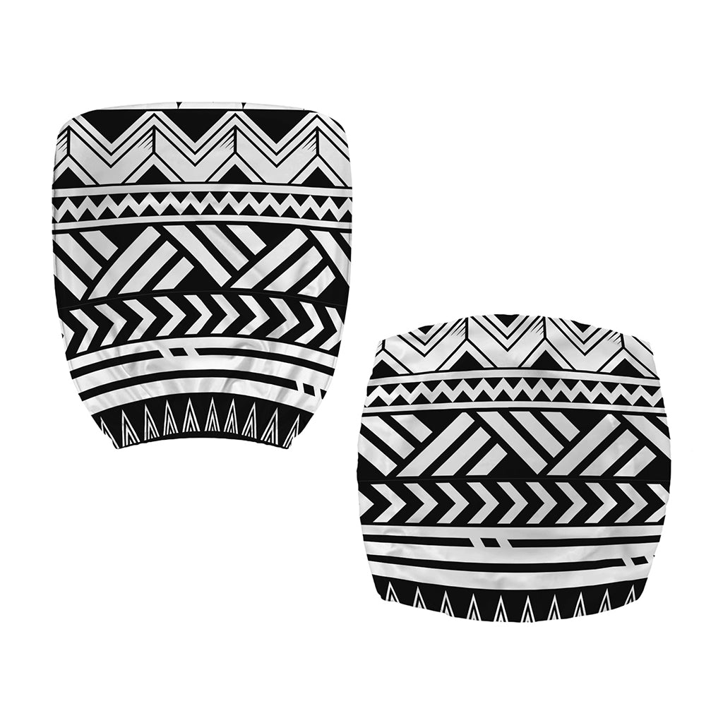 Black And White Polynesian Pattern Print Office Chair Cover