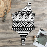 Black And White Polynesian Pattern Print One Shoulder Bodysuit