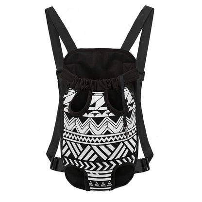 Black And White Polynesian Pattern Print Pet Carrier Backpack