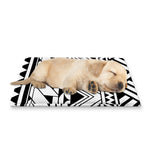Black And White Polynesian Pattern Print Pet Cooling Mat Cover