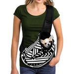 Black And White Polynesian Pattern Print Pet Sling Carrier