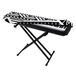 Black And White Polynesian Pattern Print Piano Keyboard Cover
