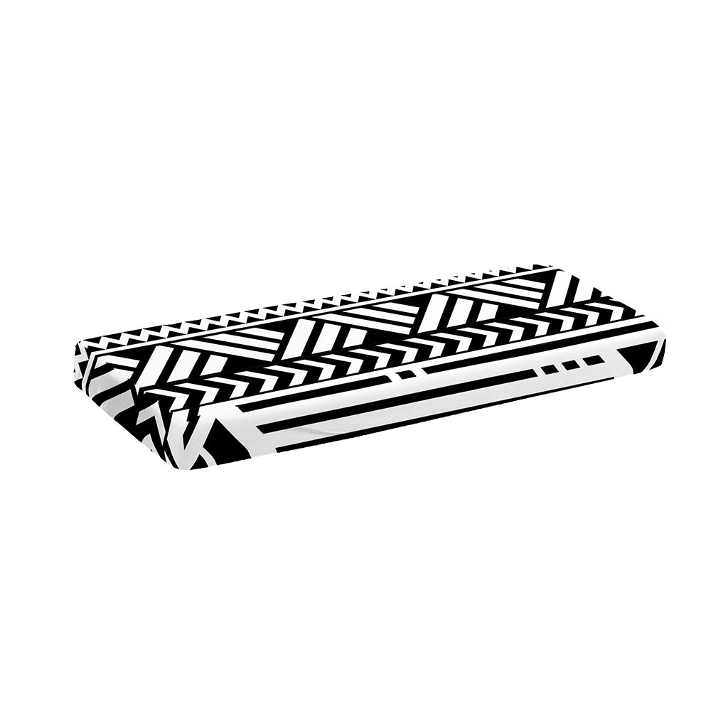 Black And White Polynesian Pattern Print Piano Keyboard Cover