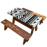 Black And White Polynesian Pattern Print Picnic Table Cover