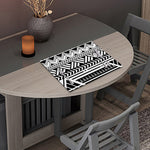 Black And White Polynesian Pattern Print Placemat