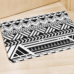 Black And White Polynesian Pattern Print Polyester Doormat