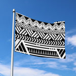 Black And White Polynesian Pattern Print Polyester Flag