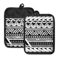 Black And White Polynesian Pattern Print Pot Holders With Pocket