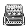 Black And White Polynesian Pattern Print Rectangular Crossbody Bag