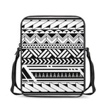 Black And White Polynesian Pattern Print Rectangular Crossbody Bag