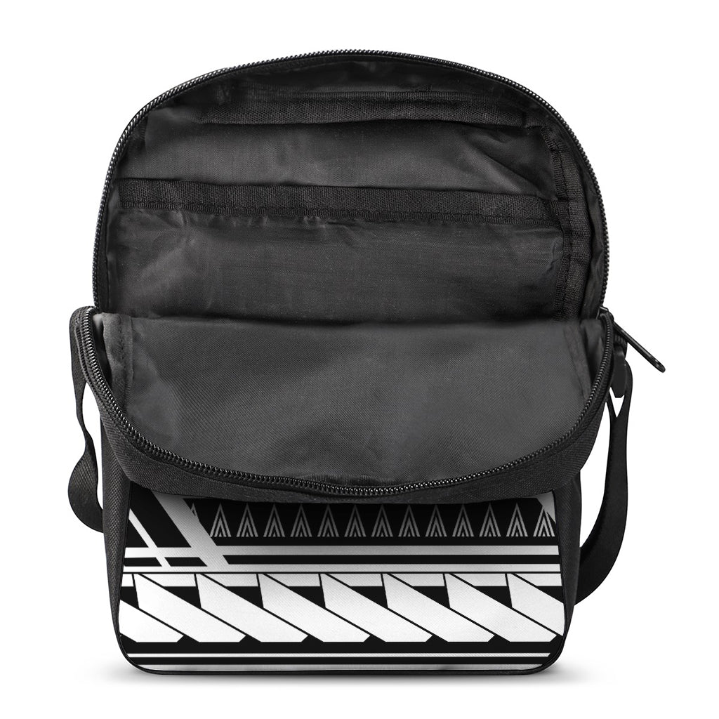 Black And White Polynesian Pattern Print Rectangular Crossbody Bag