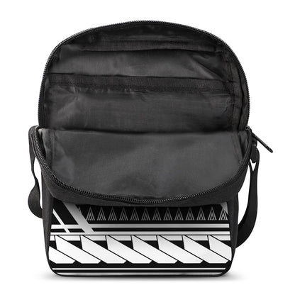 Black And White Polynesian Pattern Print Rectangular Crossbody Bag