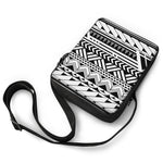 Black And White Polynesian Pattern Print Rectangular Crossbody Bag