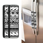 Black And White Polynesian Pattern Print Refrigerator Handle Covers