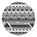 Black And White Polynesian Pattern Print Round Blanket