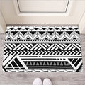 Black And White Polynesian Pattern Print Rubber Doormat