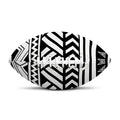 Black And White Polynesian Pattern Print Rugby Ball