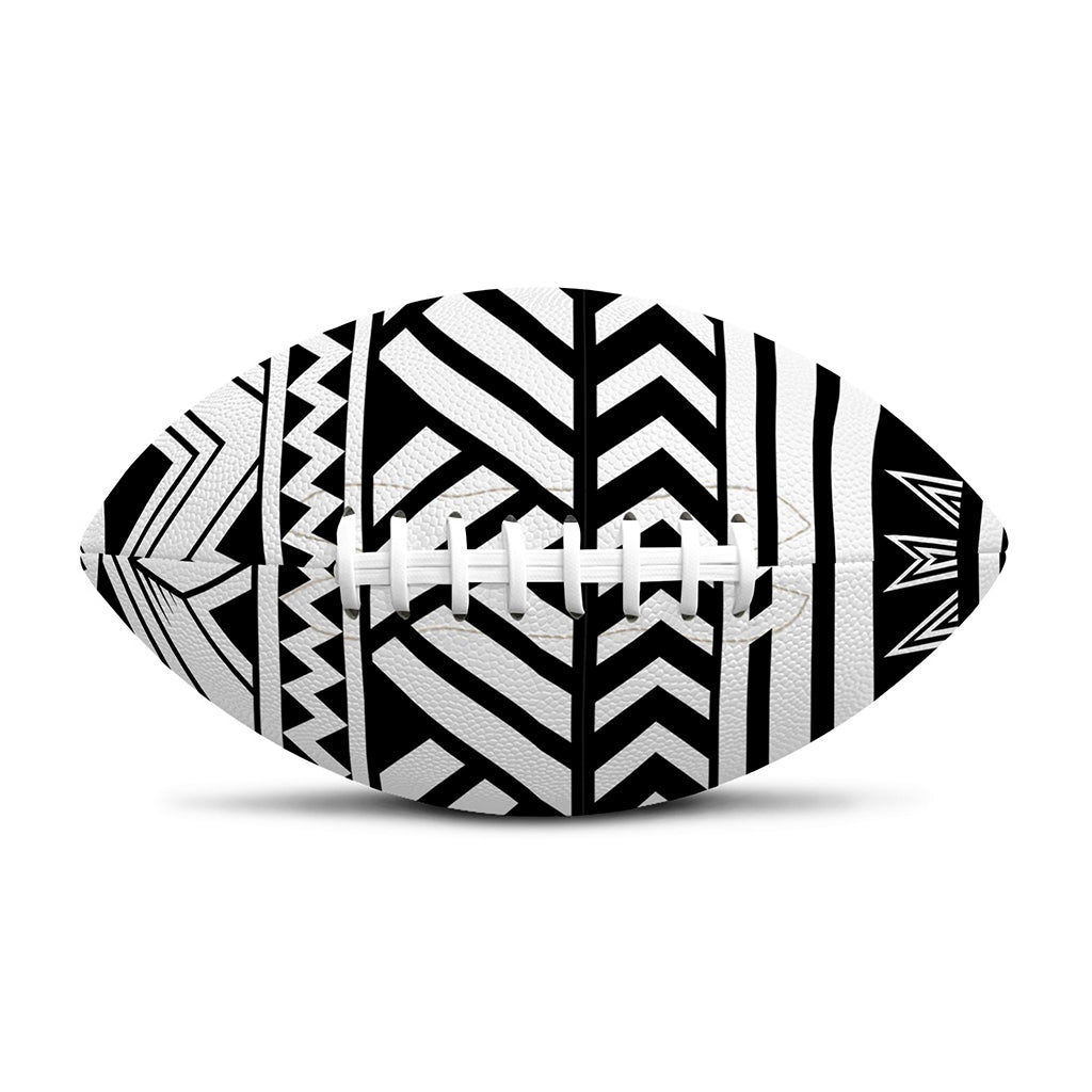 Black And White Polynesian Pattern Print Rugby Ball