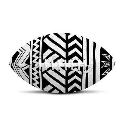 Black And White Polynesian Pattern Print Rugby Ball
