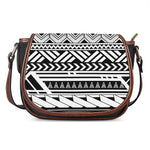 Black And White Polynesian Pattern Print Saddle Bag