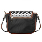 Black And White Polynesian Pattern Print Saddle Bag